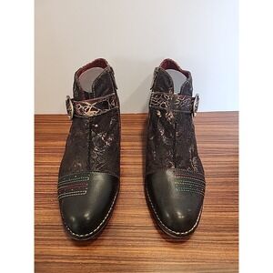 L'artiste by Spring Step EU 39 US 8.5 Georgiana Blum Black Leather Ankle Boots